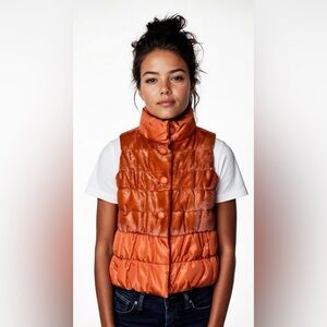 Fitted Down Vest with Fur Front